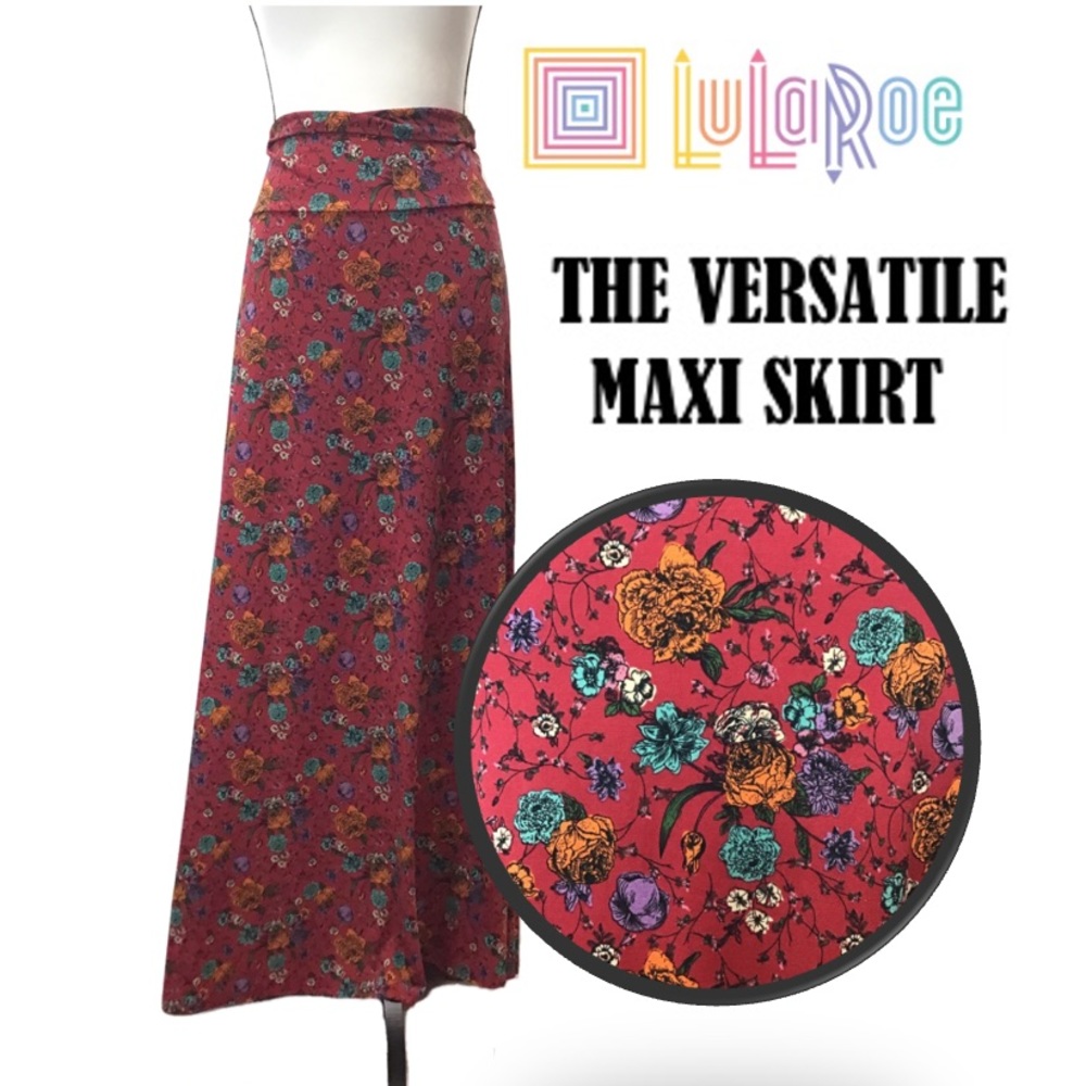NWOT LuLaRoe Simply Comfortable Red Floral Maxi Skirt